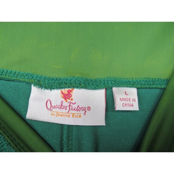 Quacker Factory Pants Womens Large Green Velour Pull On Straight Leg Pockets - Picture 4 of 8